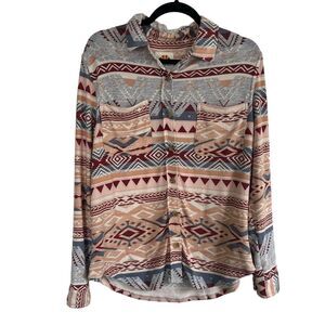 C&C‎ California Women’s Aztec Print Button Down Shirt Size Medium